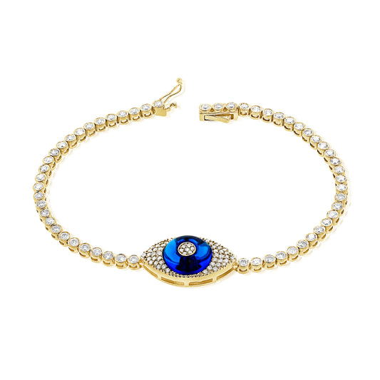 Evil Eye Diamond Bracelet with Blue Stone