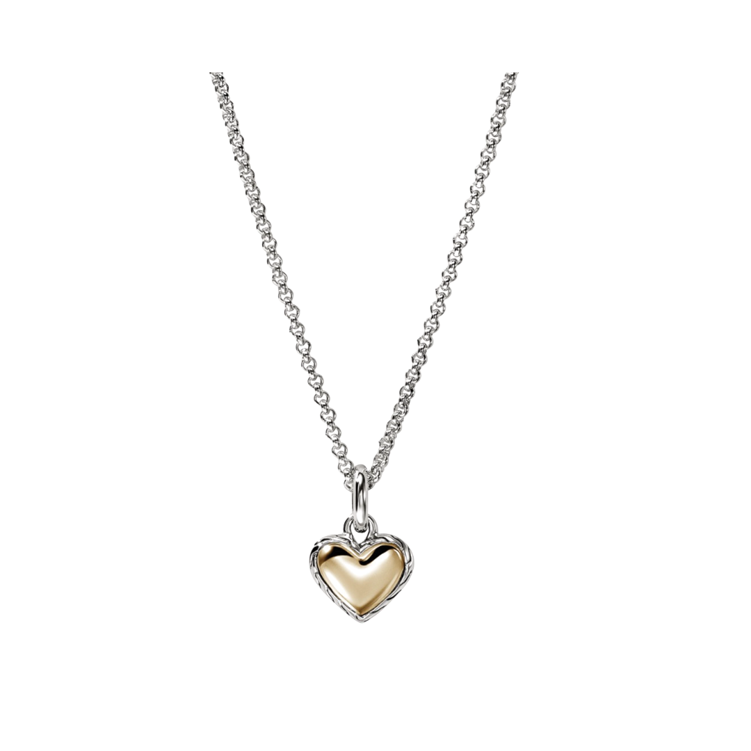 Sterling Silver and Yellow Gold Heart Pendant Necklace
