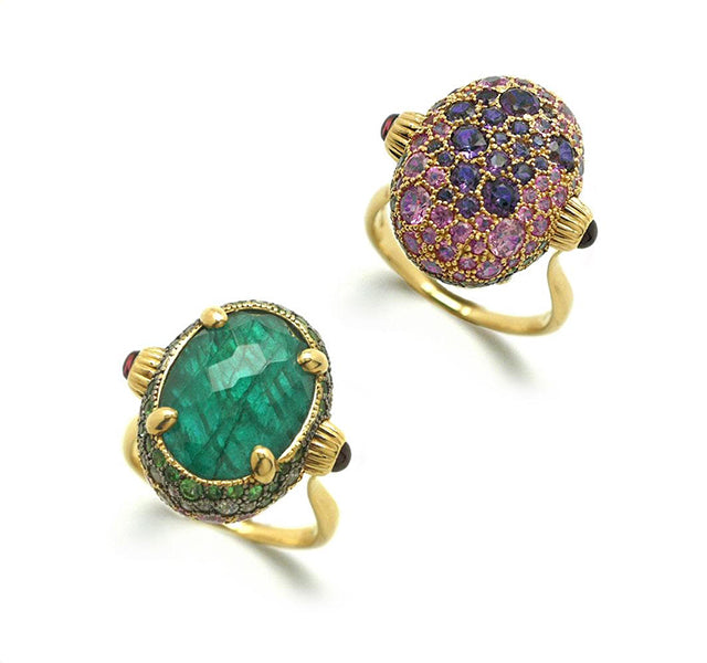 Dancing In The Rain Reverse Ring with Multi Colored Gems