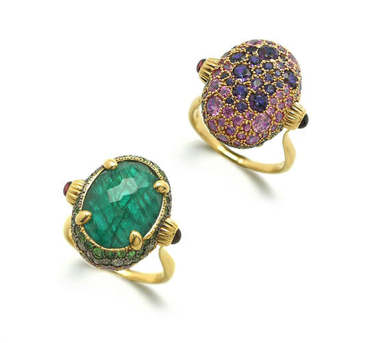 Dancing In The Rain Reverse Ring with Multi Colored Gems