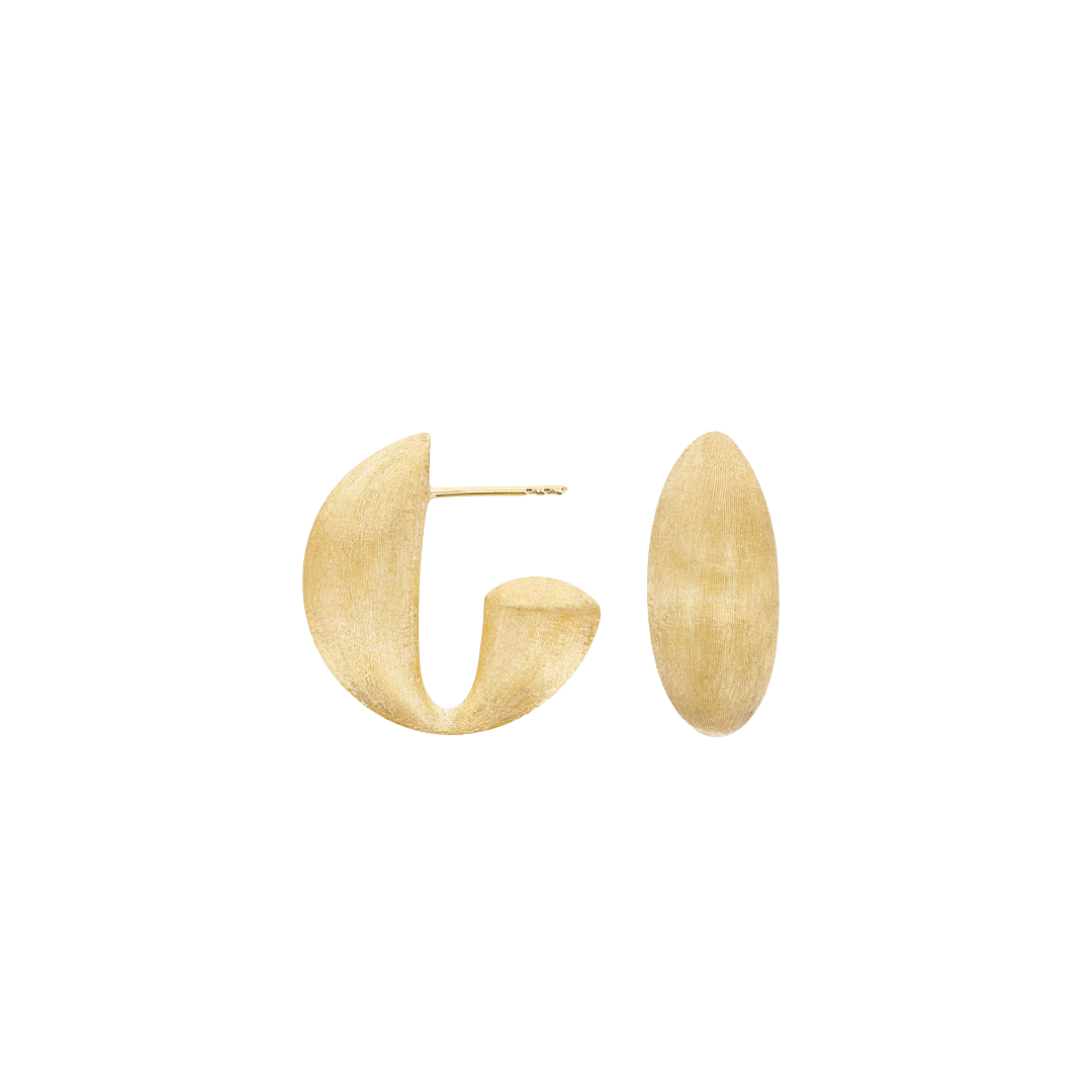 Hand Engraved J-Hoop Gold Earrings