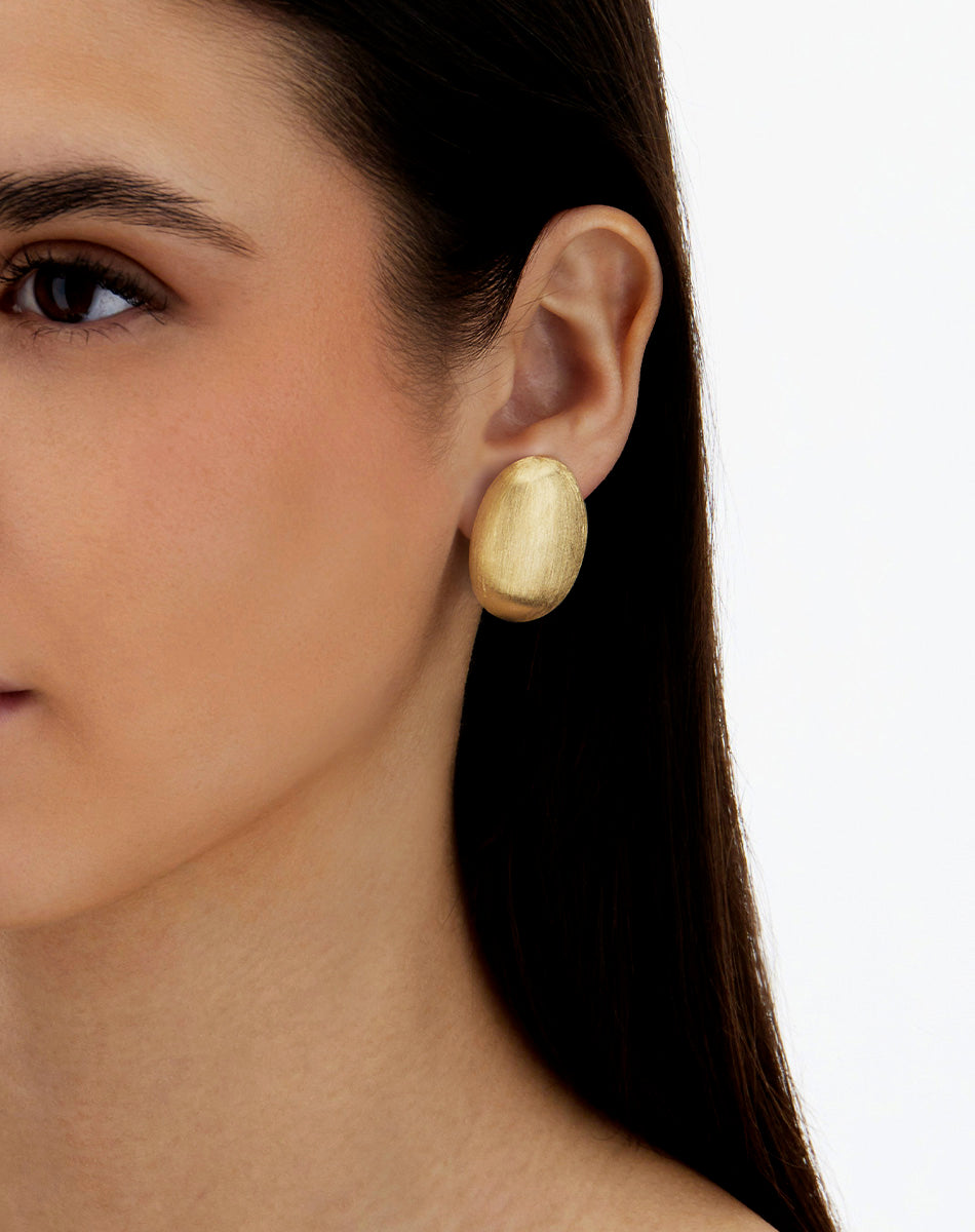 Large Hand Engraved Boule Stud Earrings