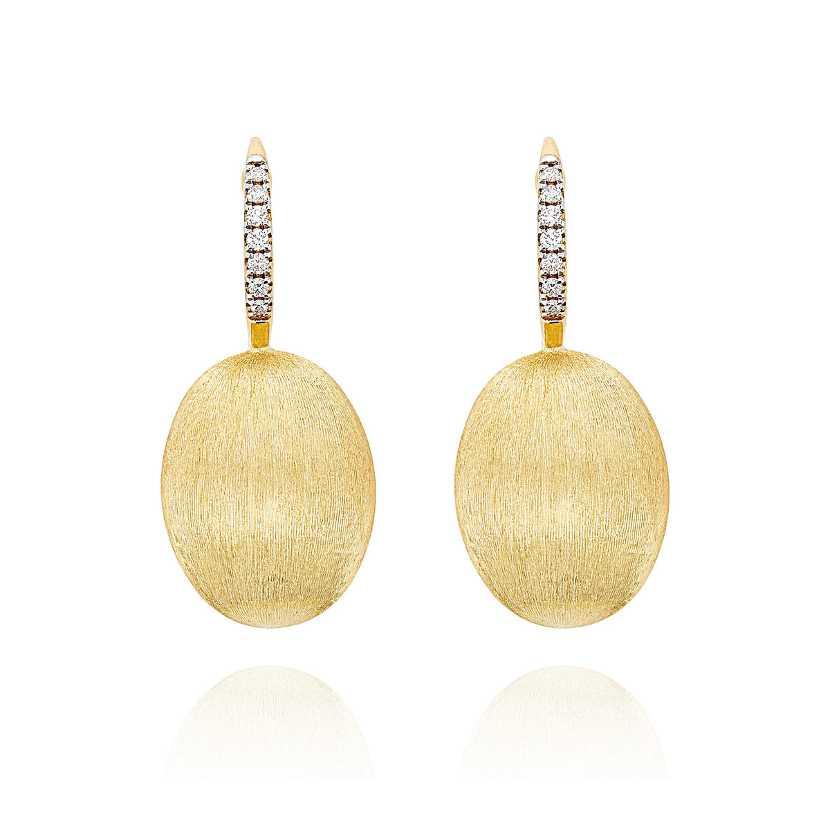 Ciliegine Large Earrings In Engraved Gold and Diamonds
