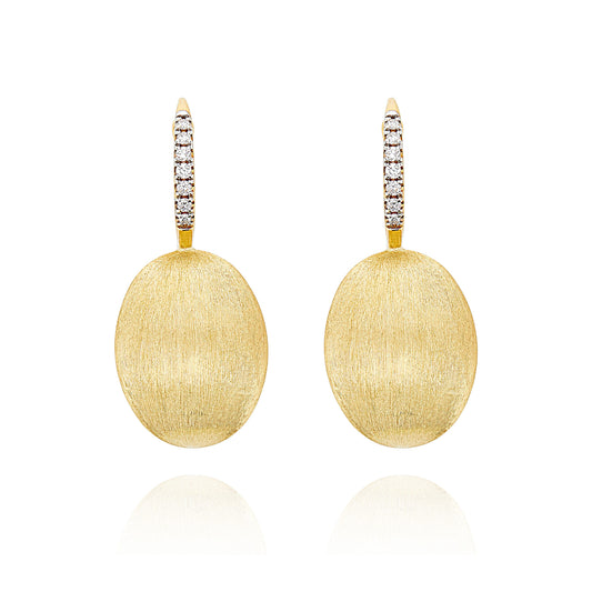 Ciliegine Large Earrings In Engraved Gold and Diamonds