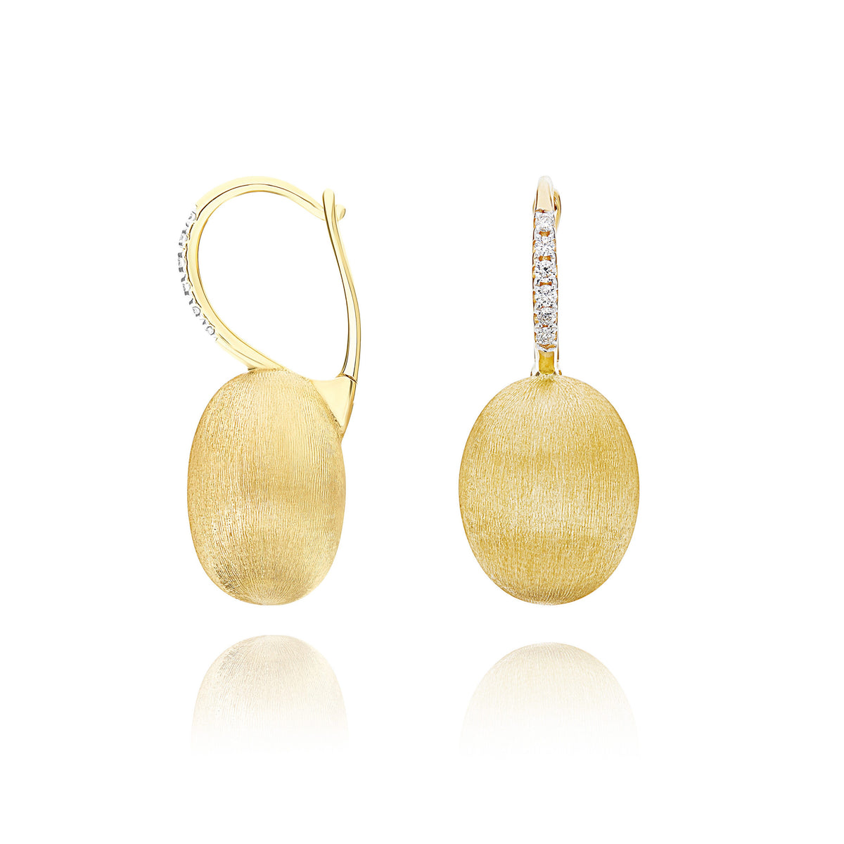 Ciliegine Medium Earrings In Engraved Gold And Diamonds