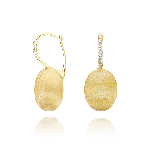 Ciliegine Medium Earrings In Engraved Gold And Diamonds