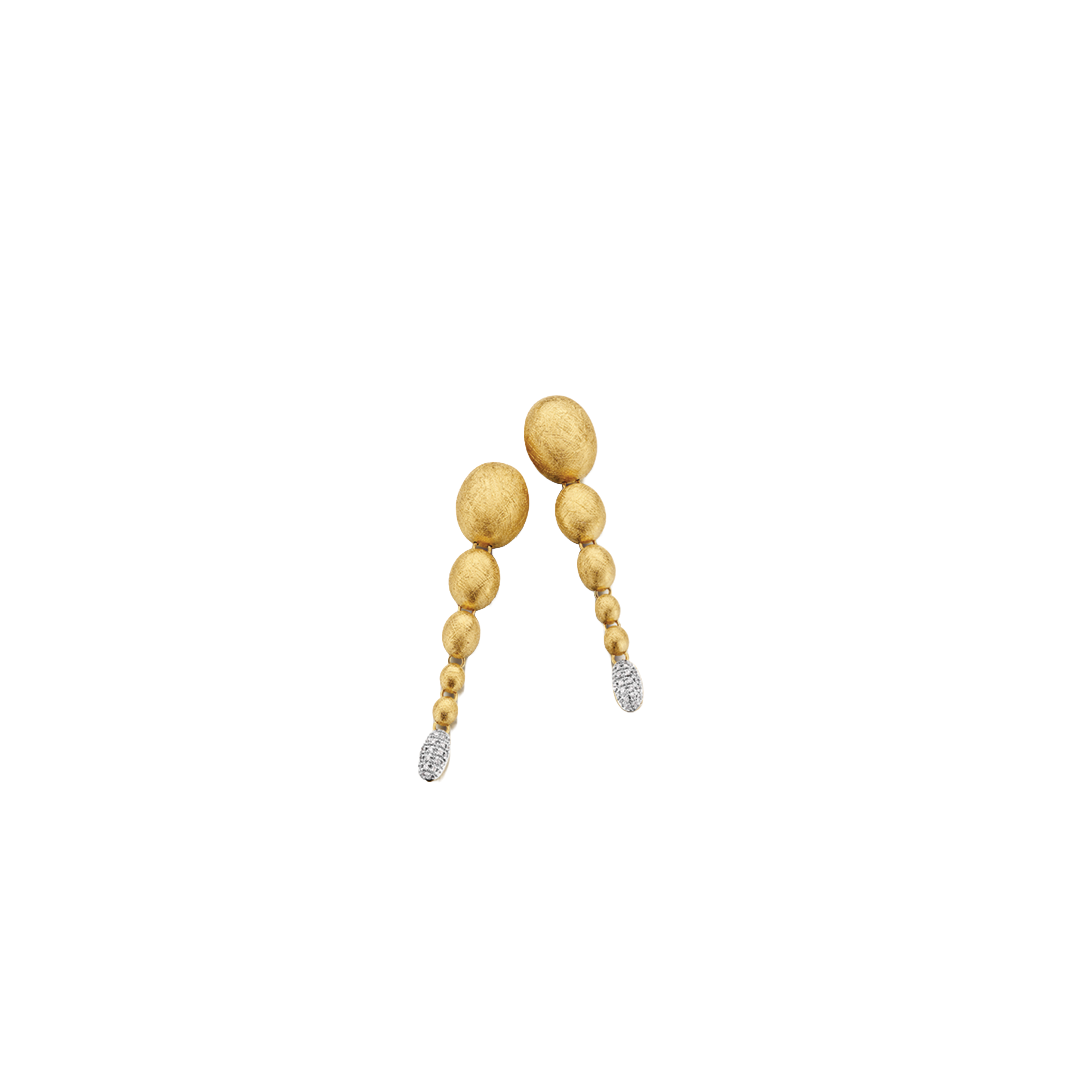 Hand Engraved Drop Earrings with Pavé Diamonds
