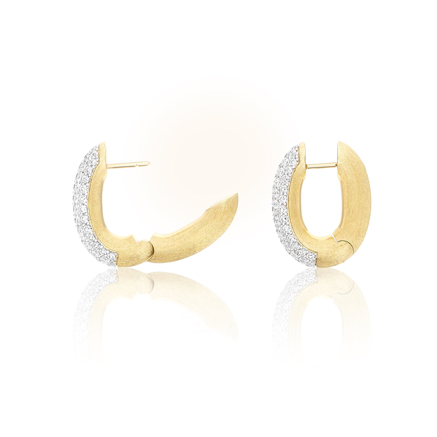 5-Row Hand Engraved Diamond Hoop Earrings