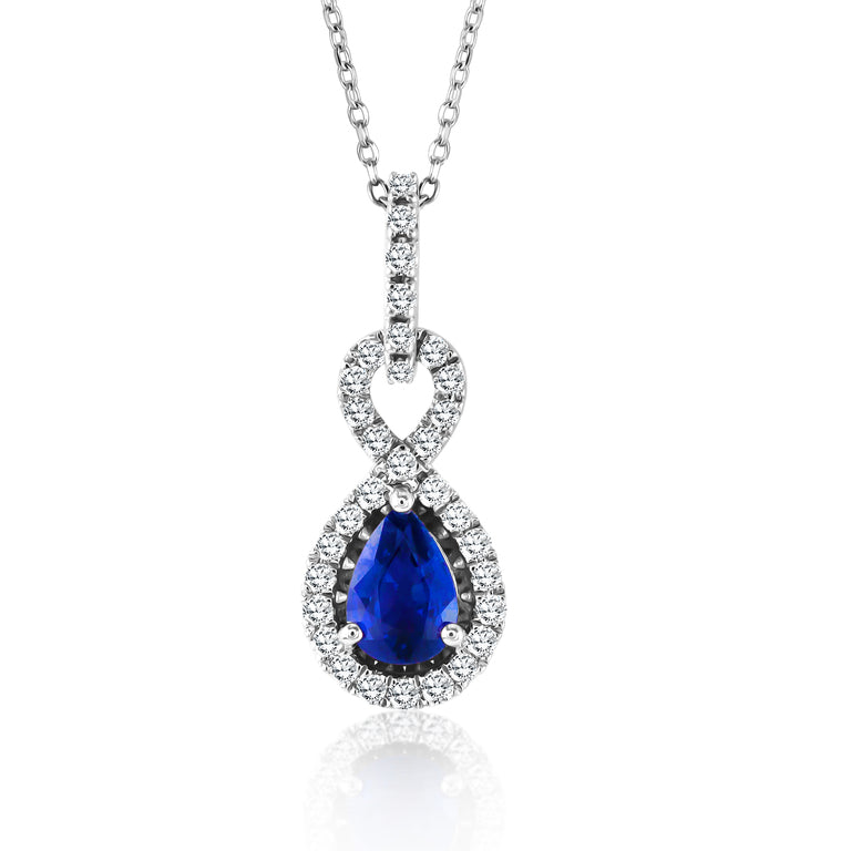 Diamond and Sapphire Pendant Necklace with Diamond Loop Bail