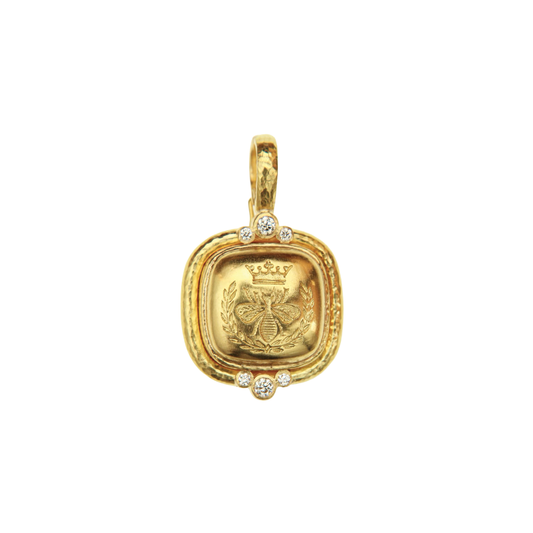 Gold Queen Bee and Diamond Pendant