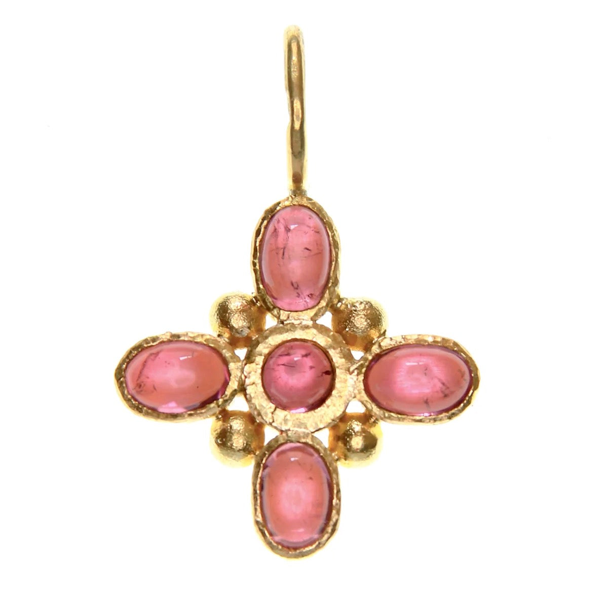 Pink Tourmaline Clover Pendant with Jump Ring