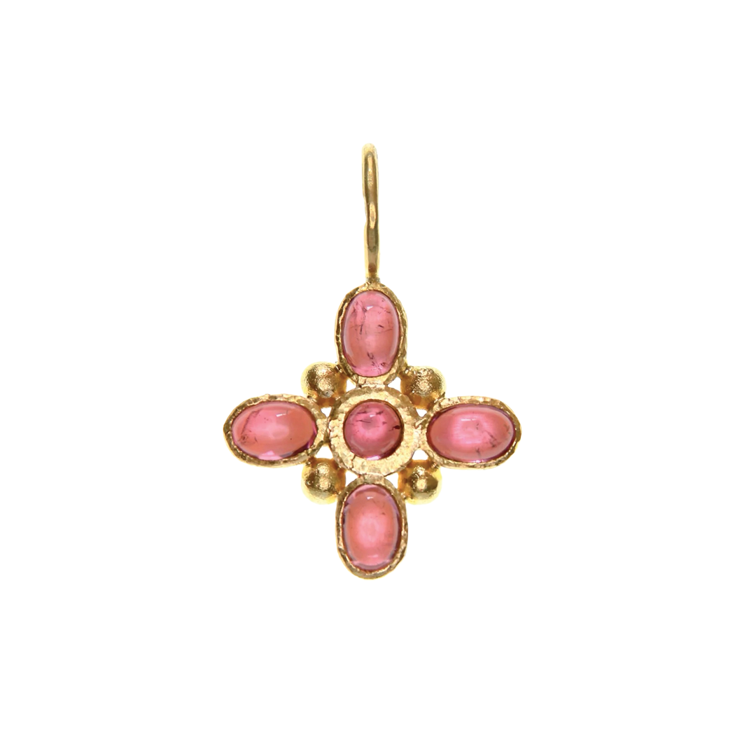 Pink Tourmaline Clover Pendant with Jump Ring