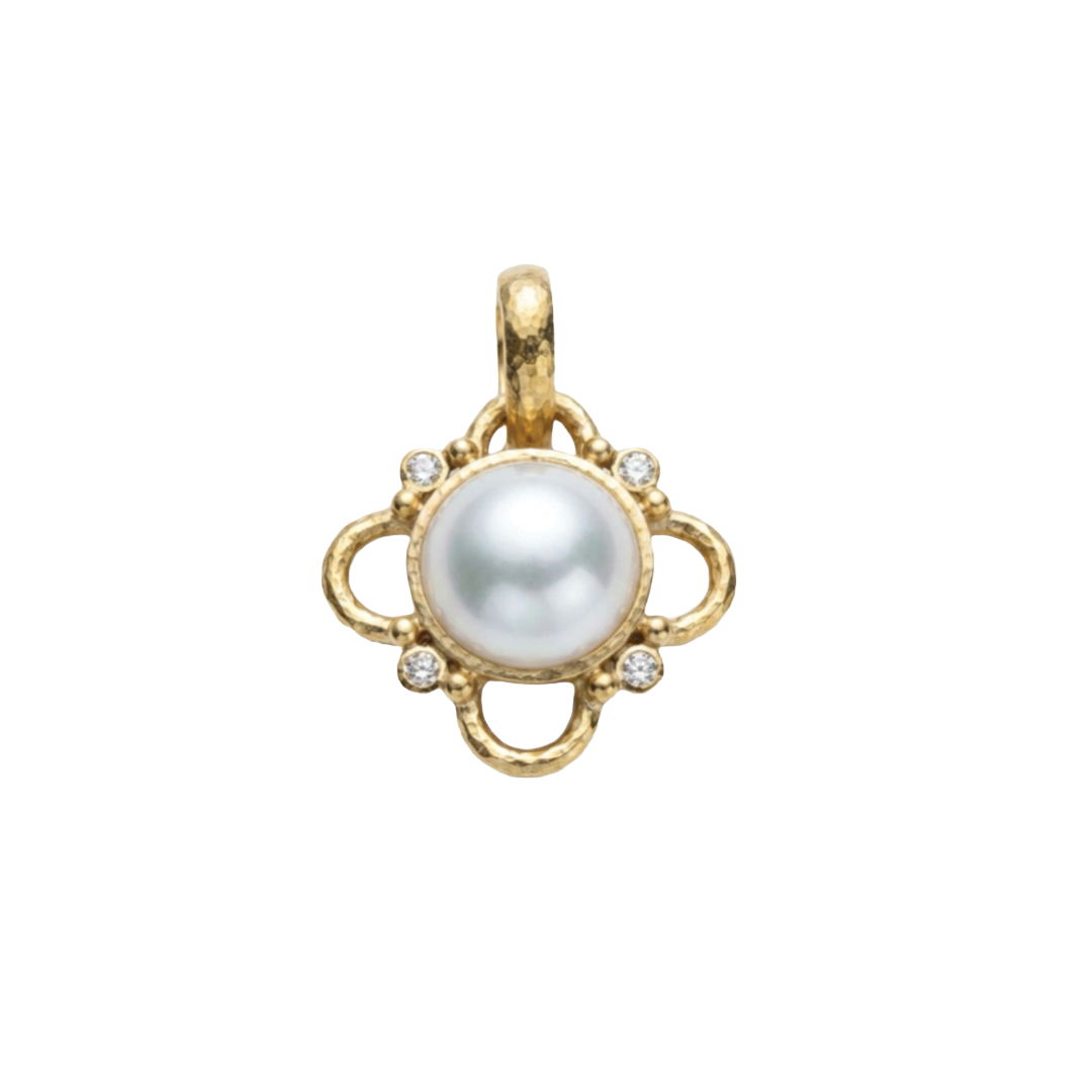 Mabe Pearl and Diamond in Wire Arches Pendant