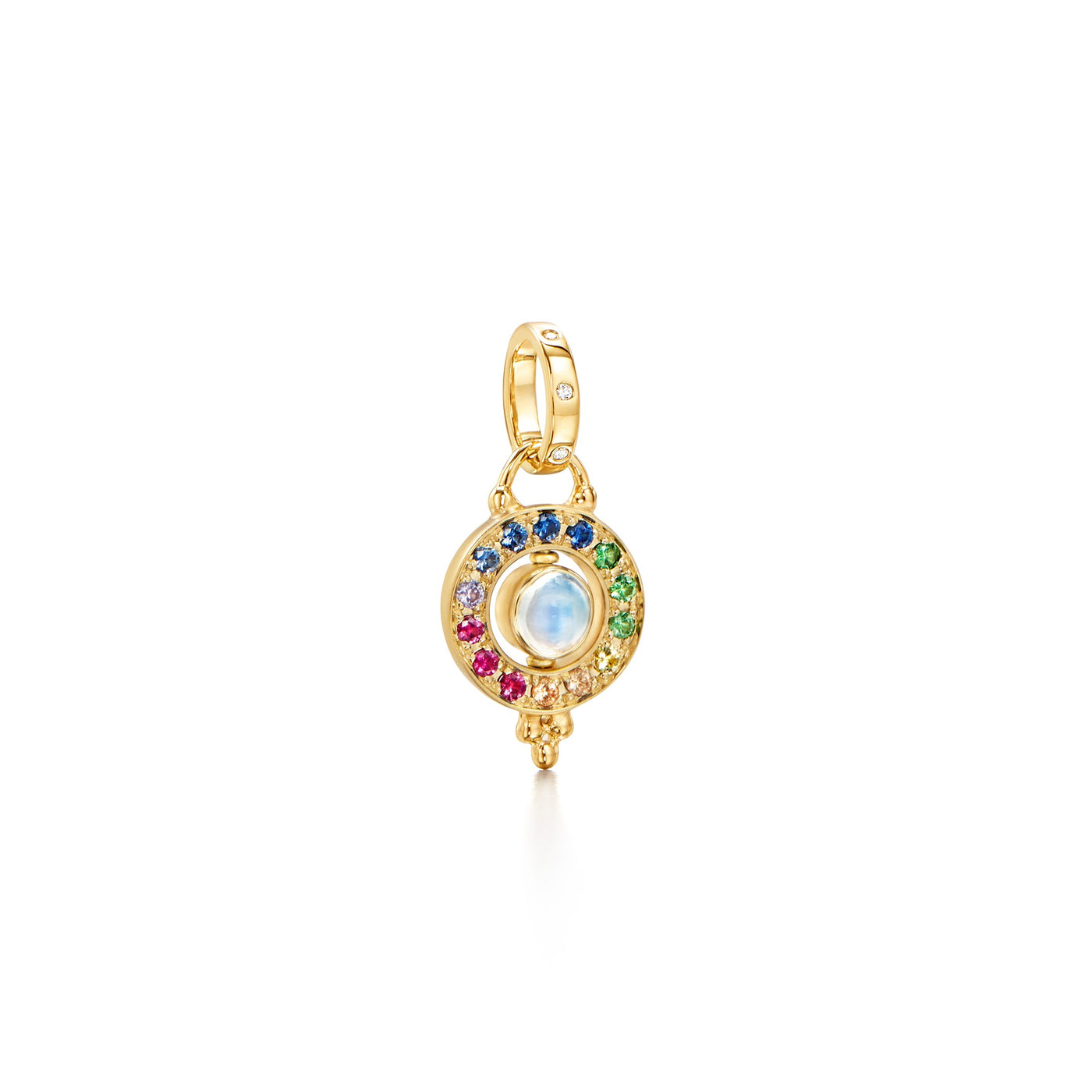 Mini Orbit Pendant with Mixed Sapphires & Moonstone