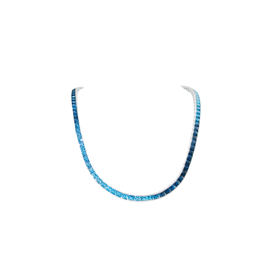 Straight Line Necklace with Blue Topaz