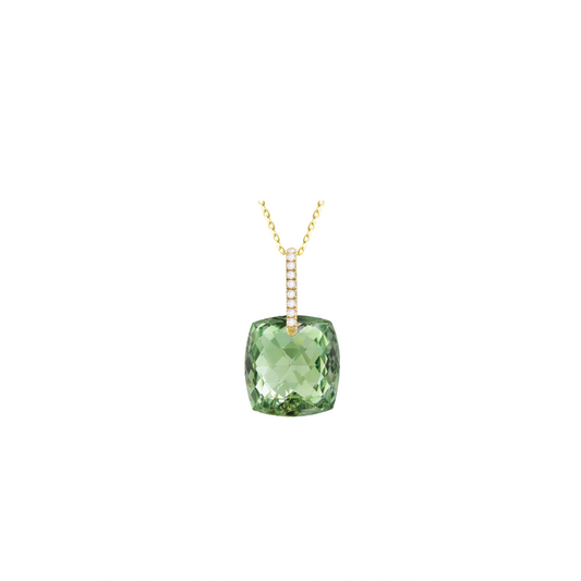 Prasiolite and Diamond Pendant Necklace