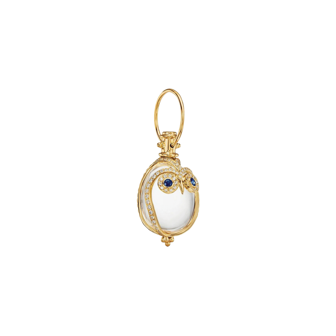 Medium Owl Amulet with Diamonds and Sapphires