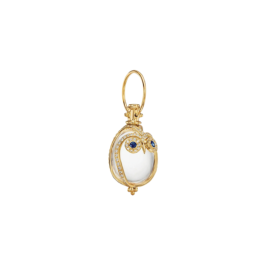 Medium Owl Amulet with Diamonds and Sapphires