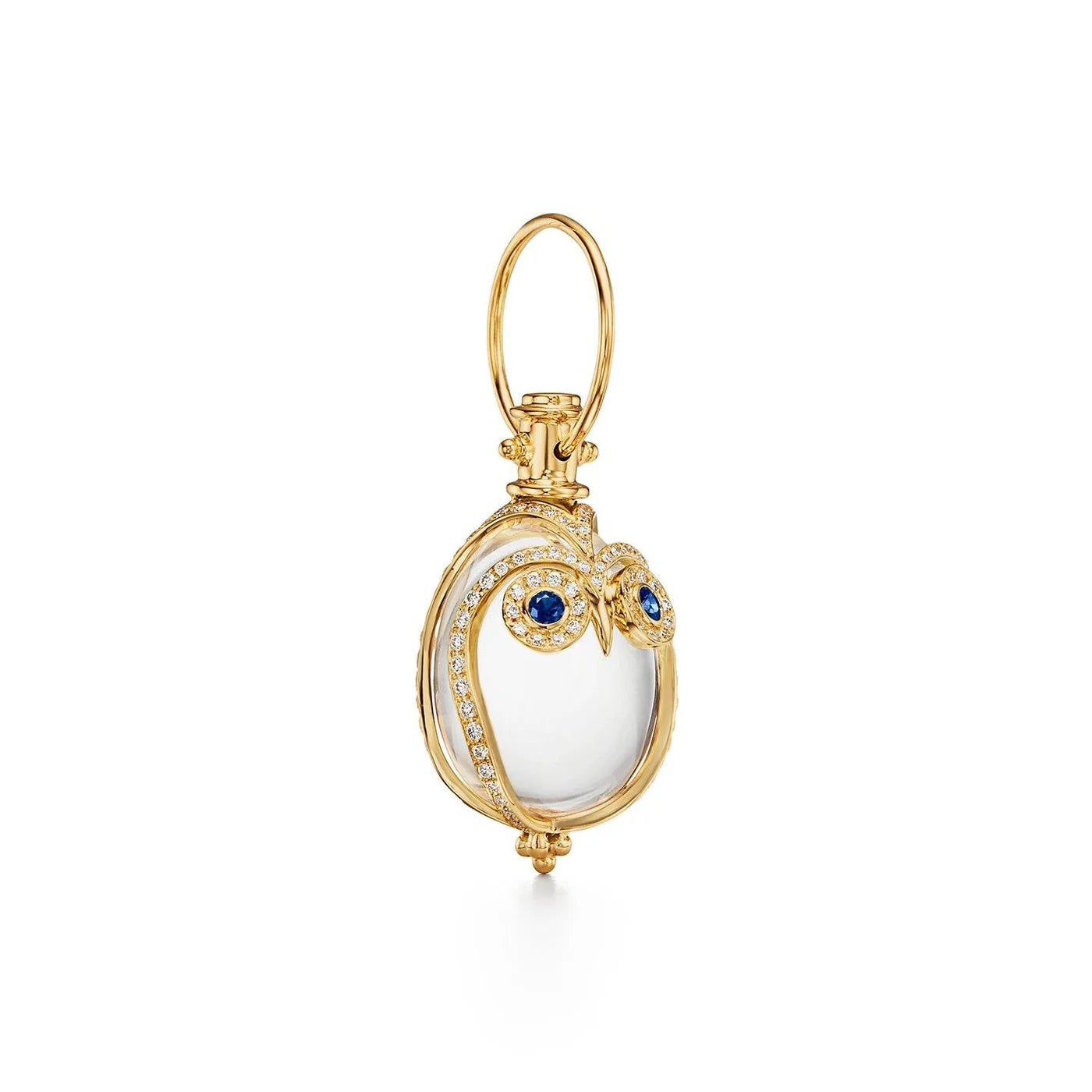 Medium Owl Amulet with Diamonds and Sapphires