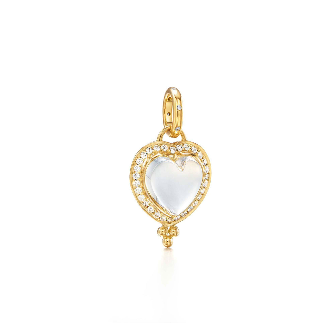 Small Rock Crystal Heart Pendant with Diamonds