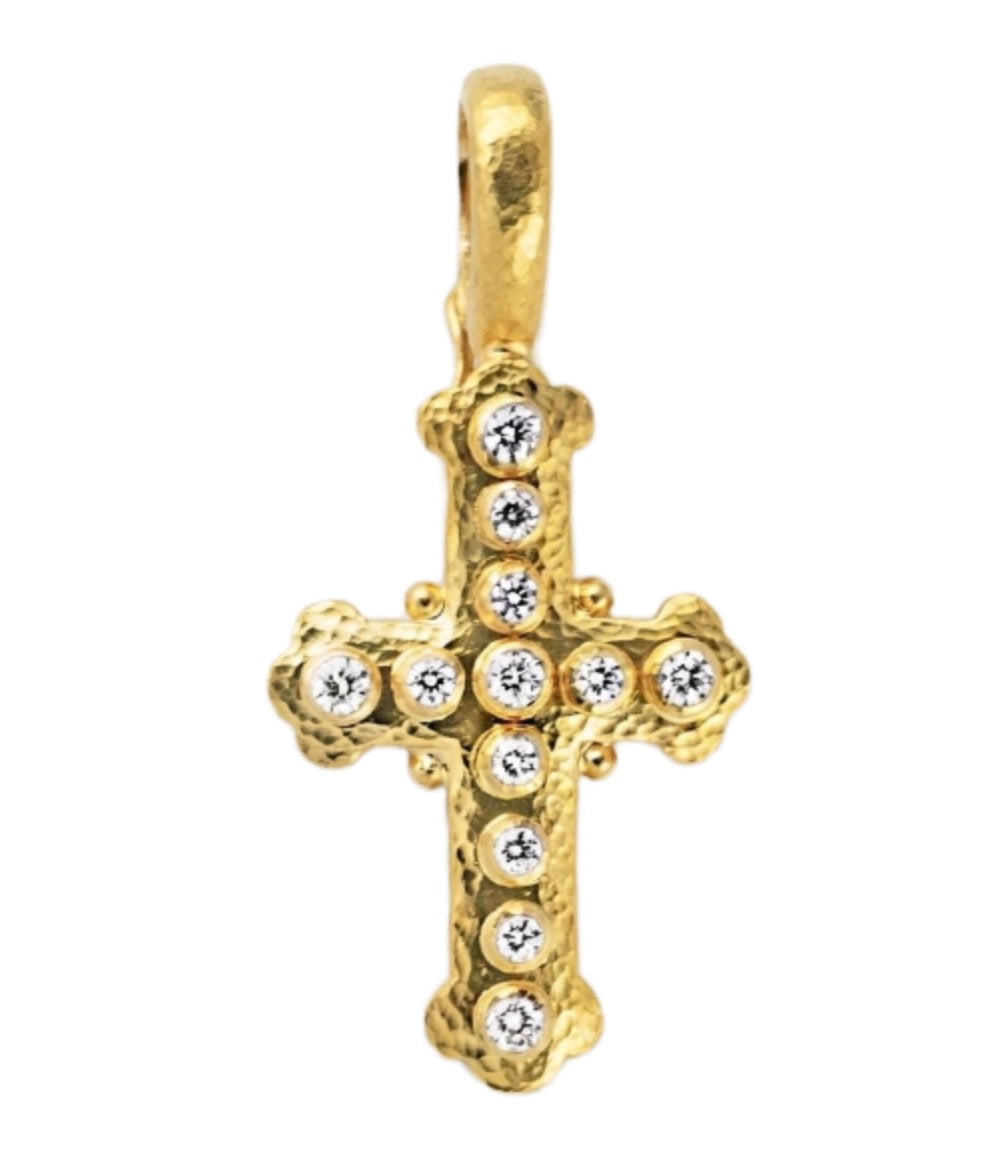 Small Byzantine Cross with Diamonds Pendant