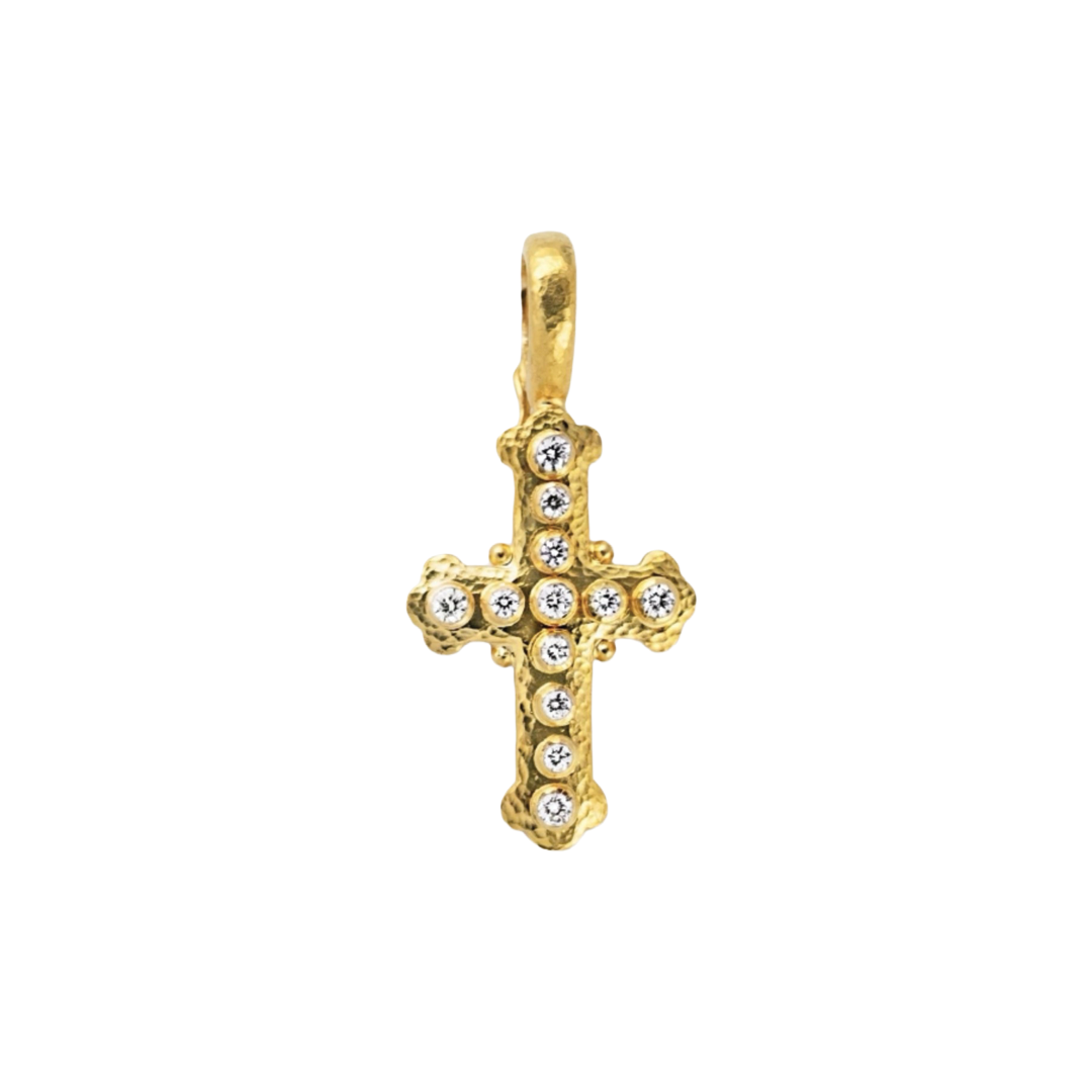Small Byzantine Cross with Diamonds Pendant