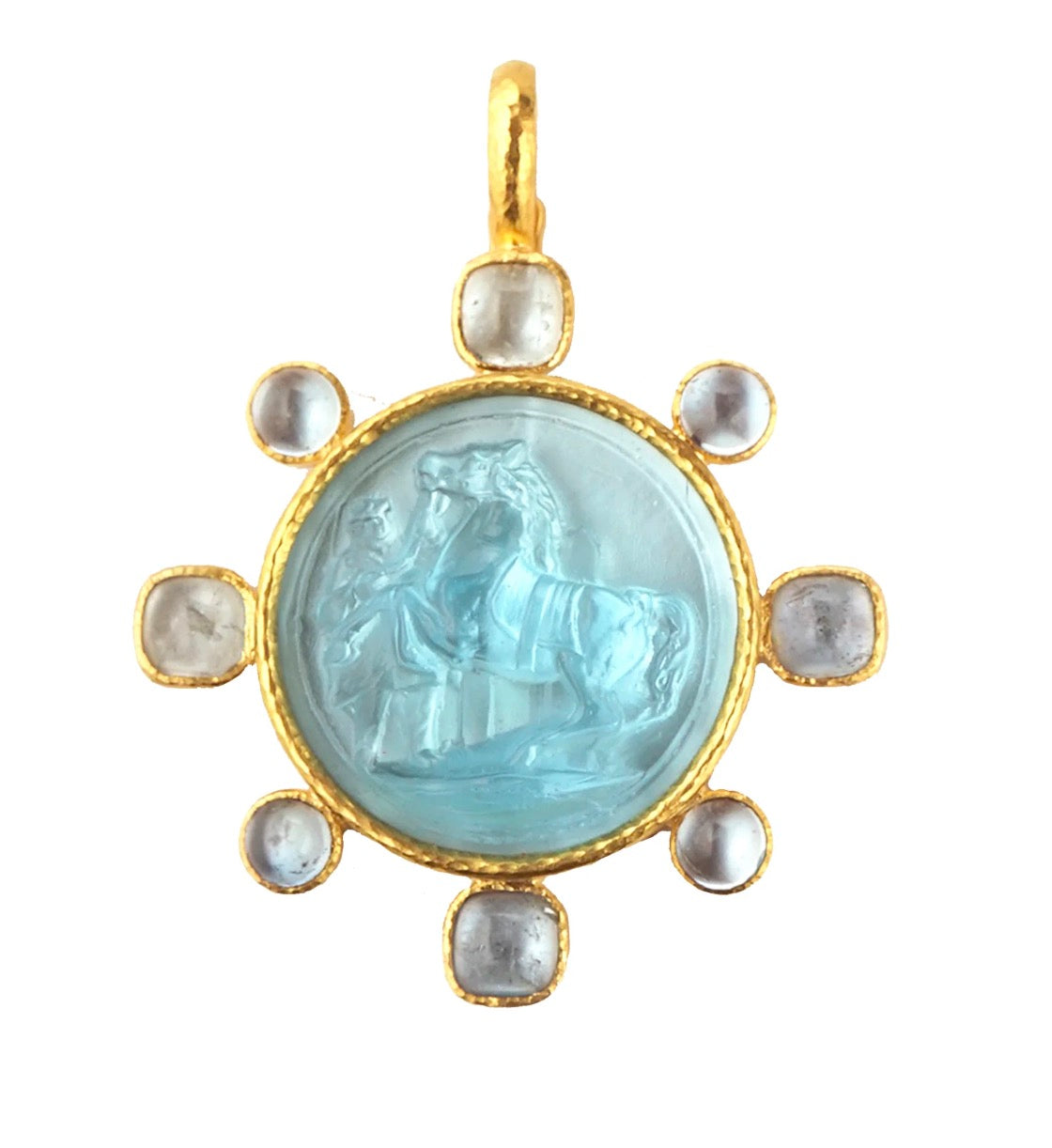 Light Aqua Ancient Horse Pendant