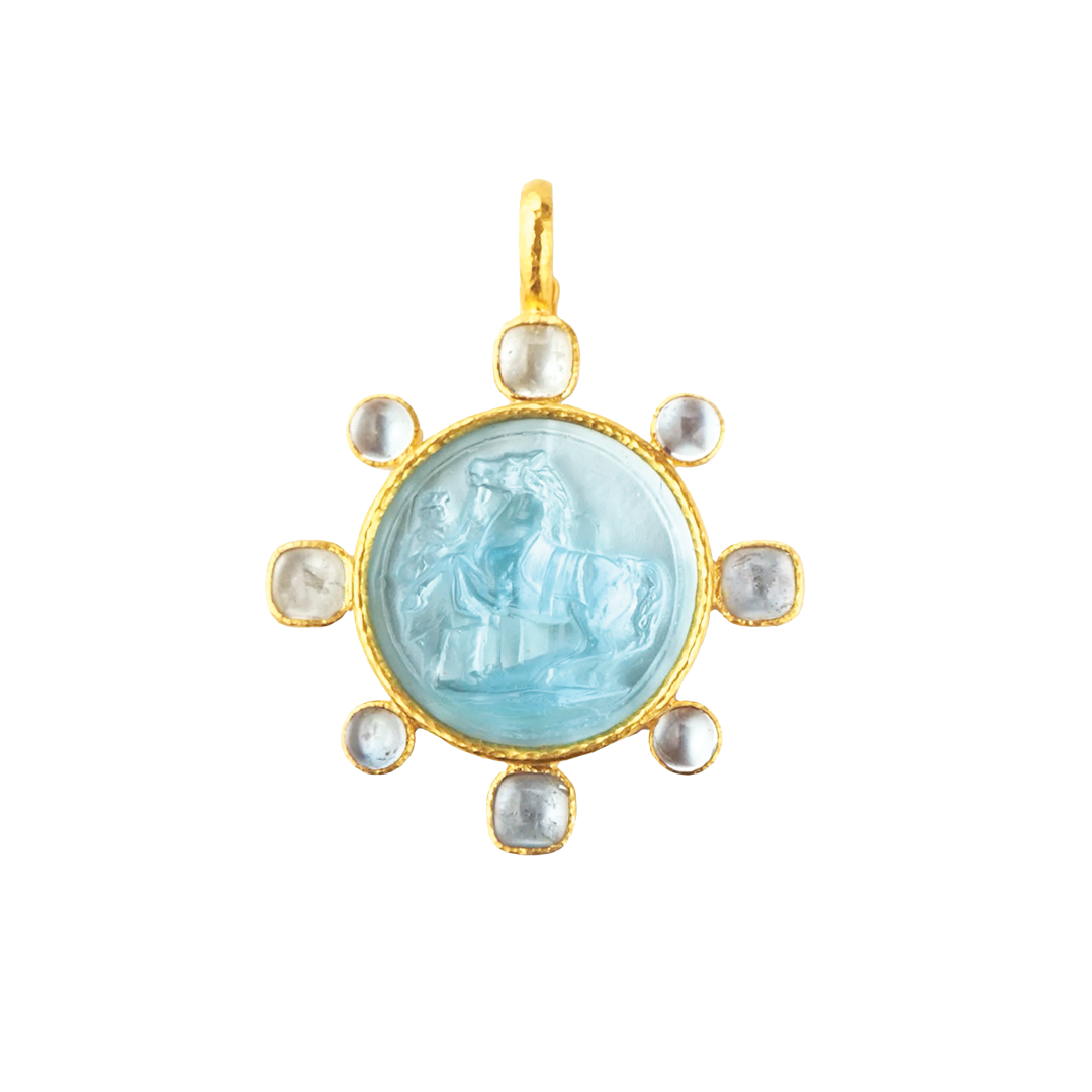 Light Aqua Ancient Horse Pendant