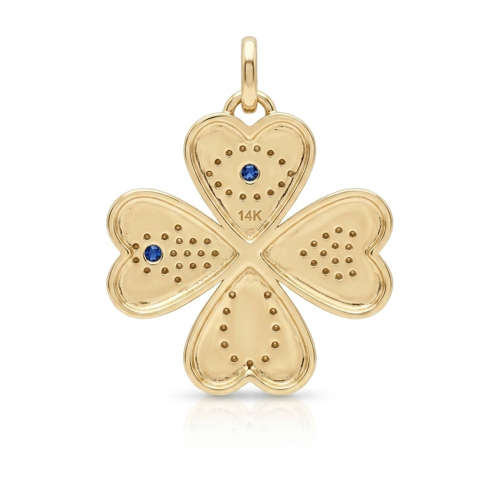 4-Leaf Clover Lucky Charm Pendant in Yellow Gold