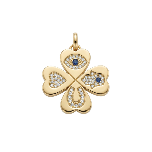 4-Leaf Clover Lucky Charm Pendant in Yellow Gold