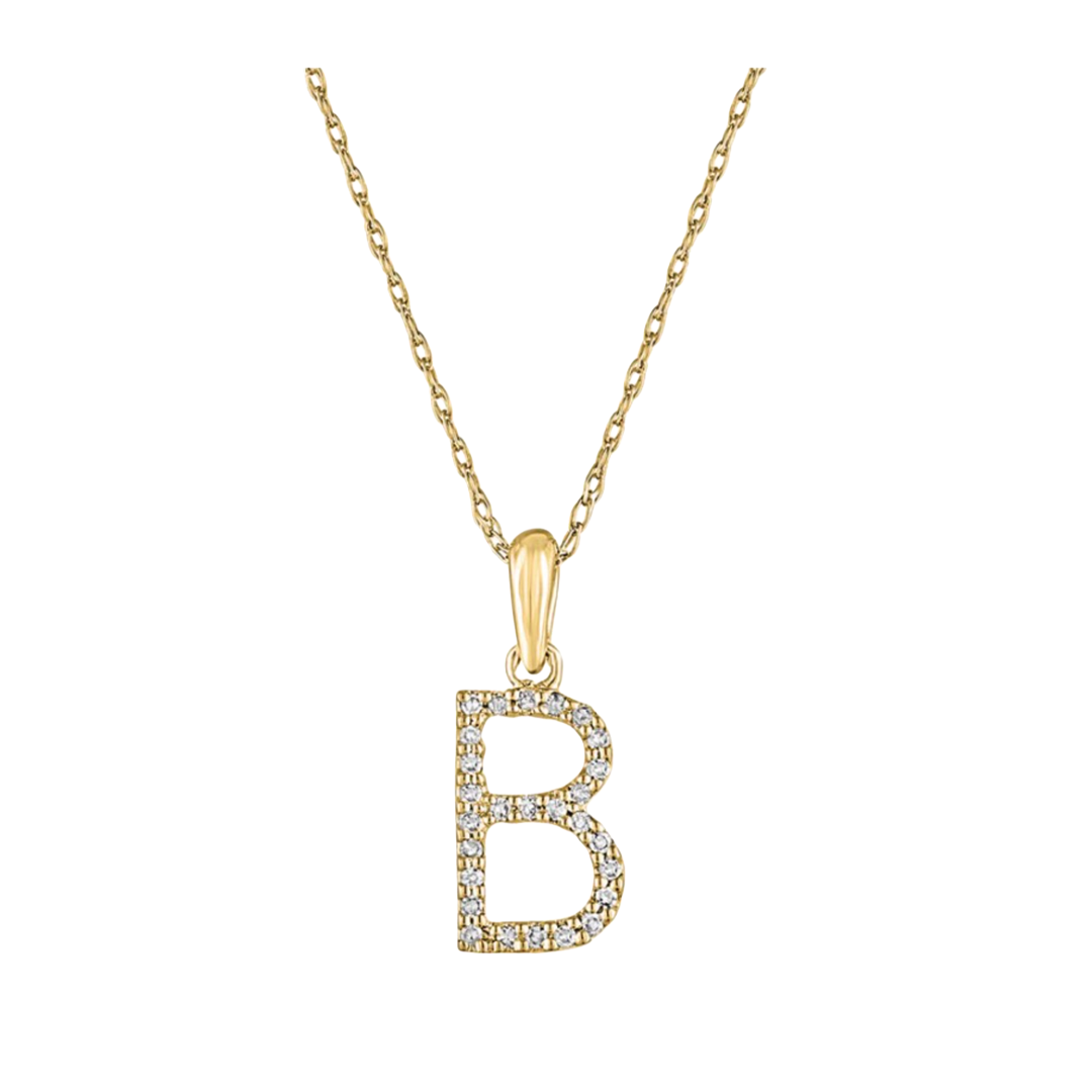 Diamond Block Letter 'B' Pendant Necklace