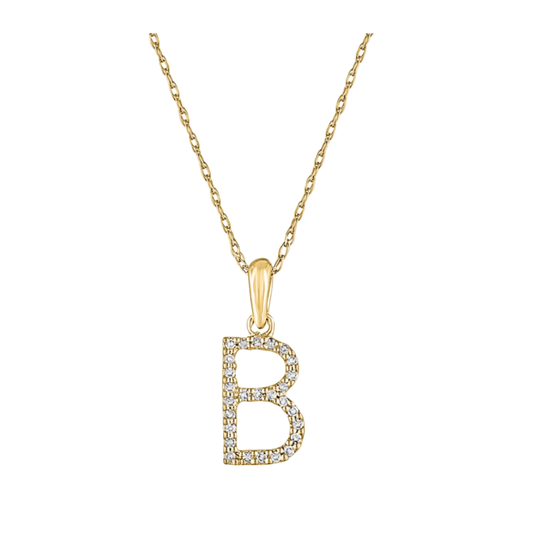 Diamond Block Letter 'B' Pendant Necklace