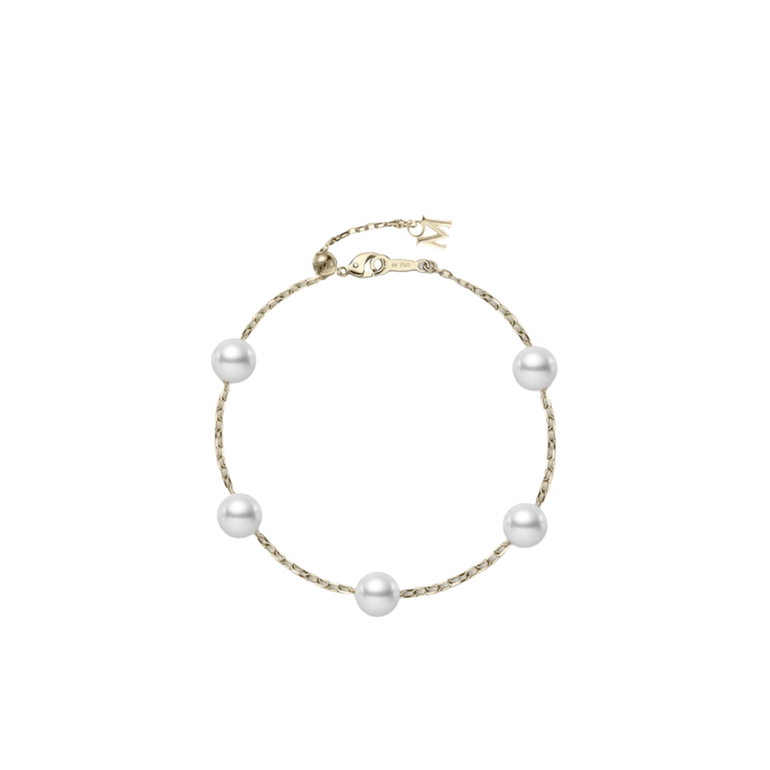 Akoya Cultured Pearl Station Bracelet in Gold