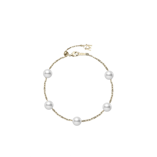 Akoya Cultured Pearl Station Bracelet in Gold