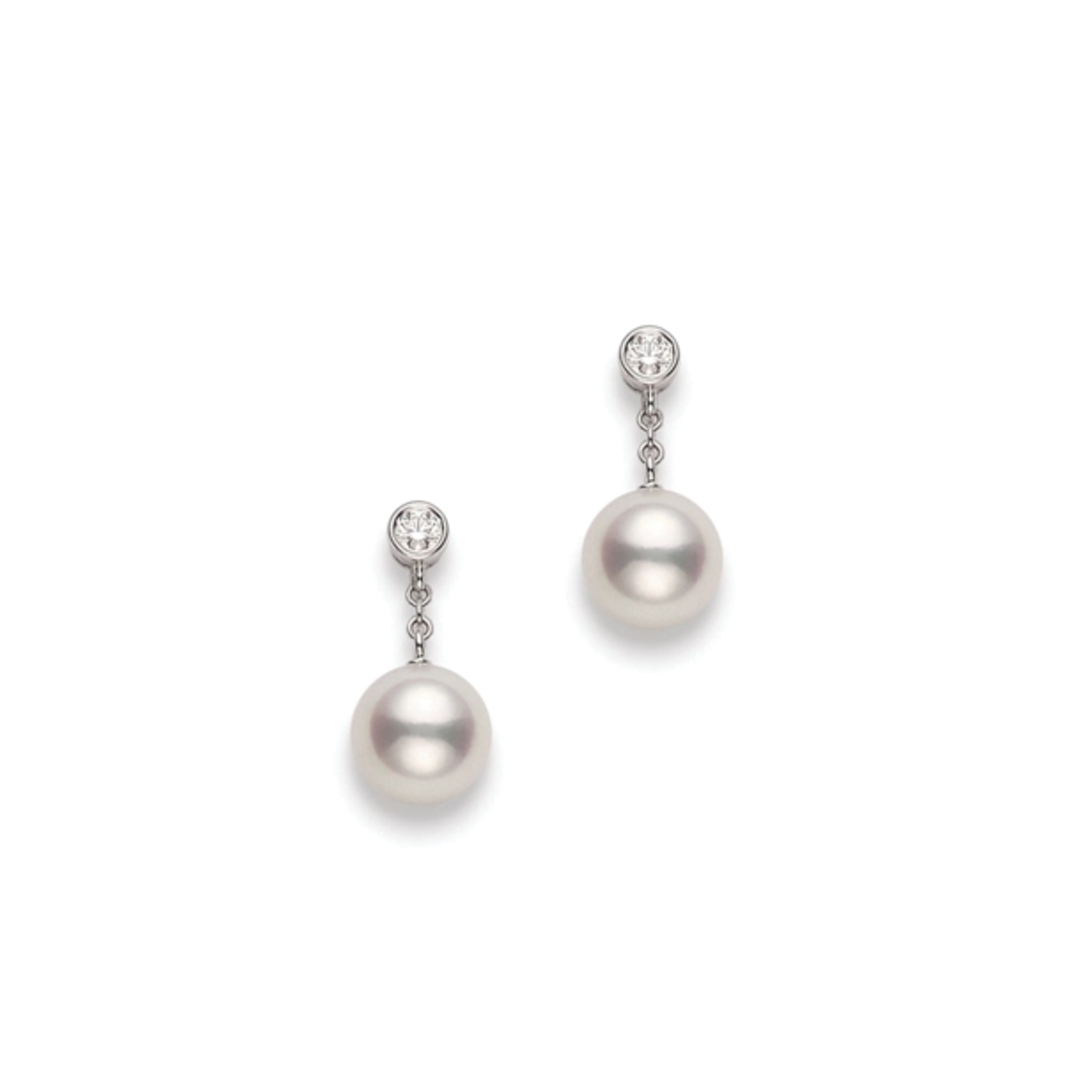 Akoya Pearl and Diamond Drop Earrings