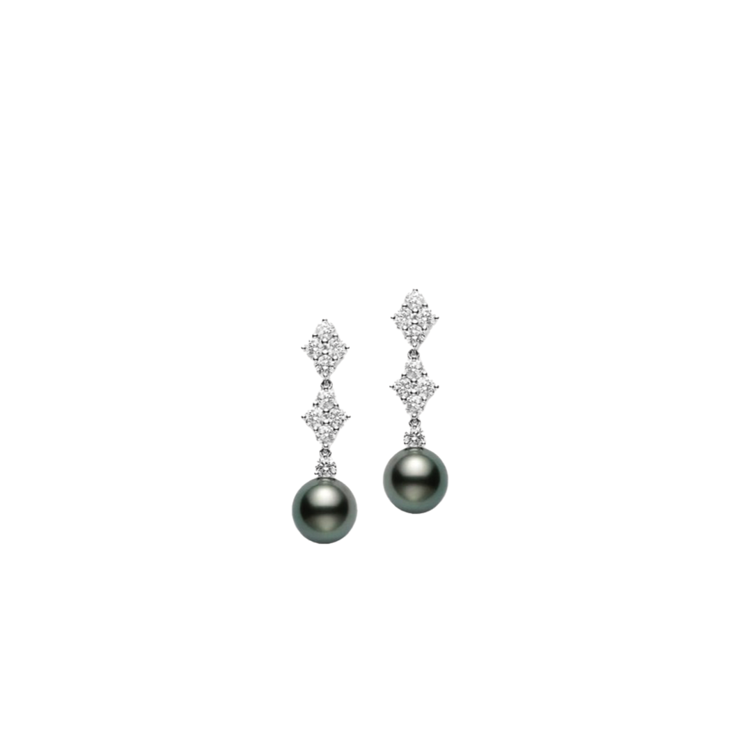 Black South Sea Pearl and Diamond Earrings