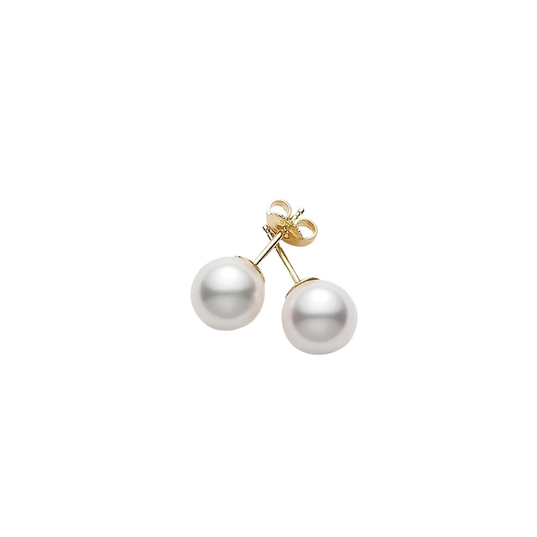 6.5mm Akoya Pearl Stud Earrings with Yellow Gold