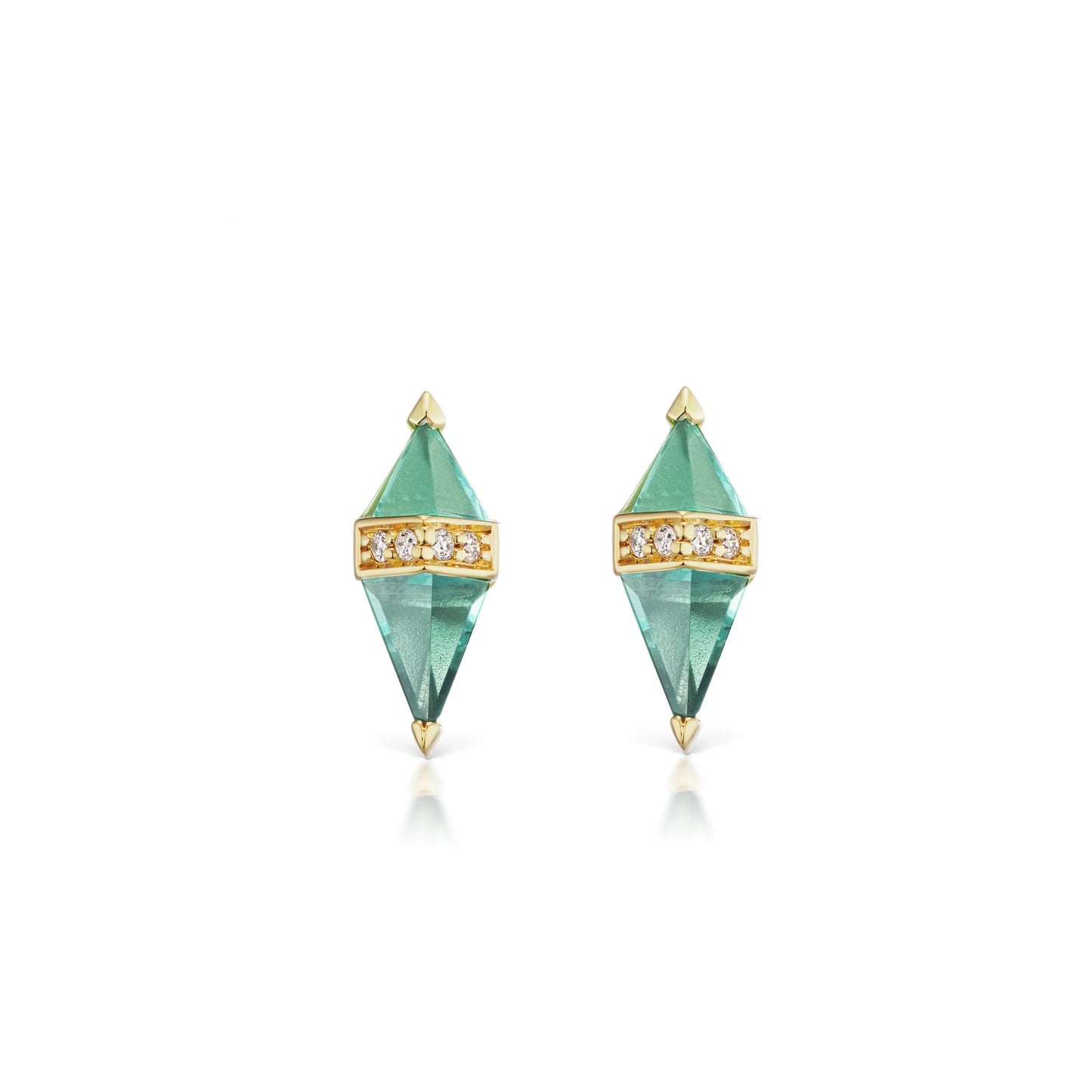 Pietra Green Quartz and Diamond Stud Earrings