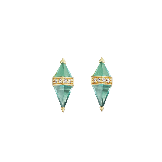 Pietra Green Quartz and Diamond Stud Earrings