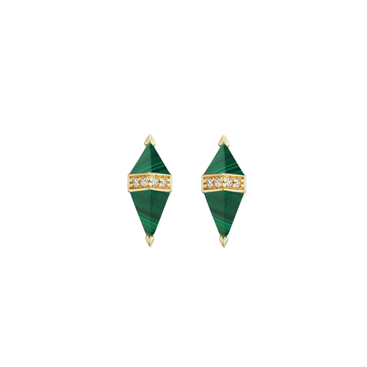 Pietra Malachite and Diamond Stud Earrings
