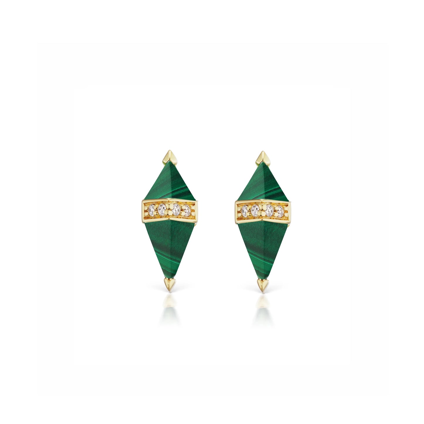 Pietra Malachite and Diamond Stud Earrings