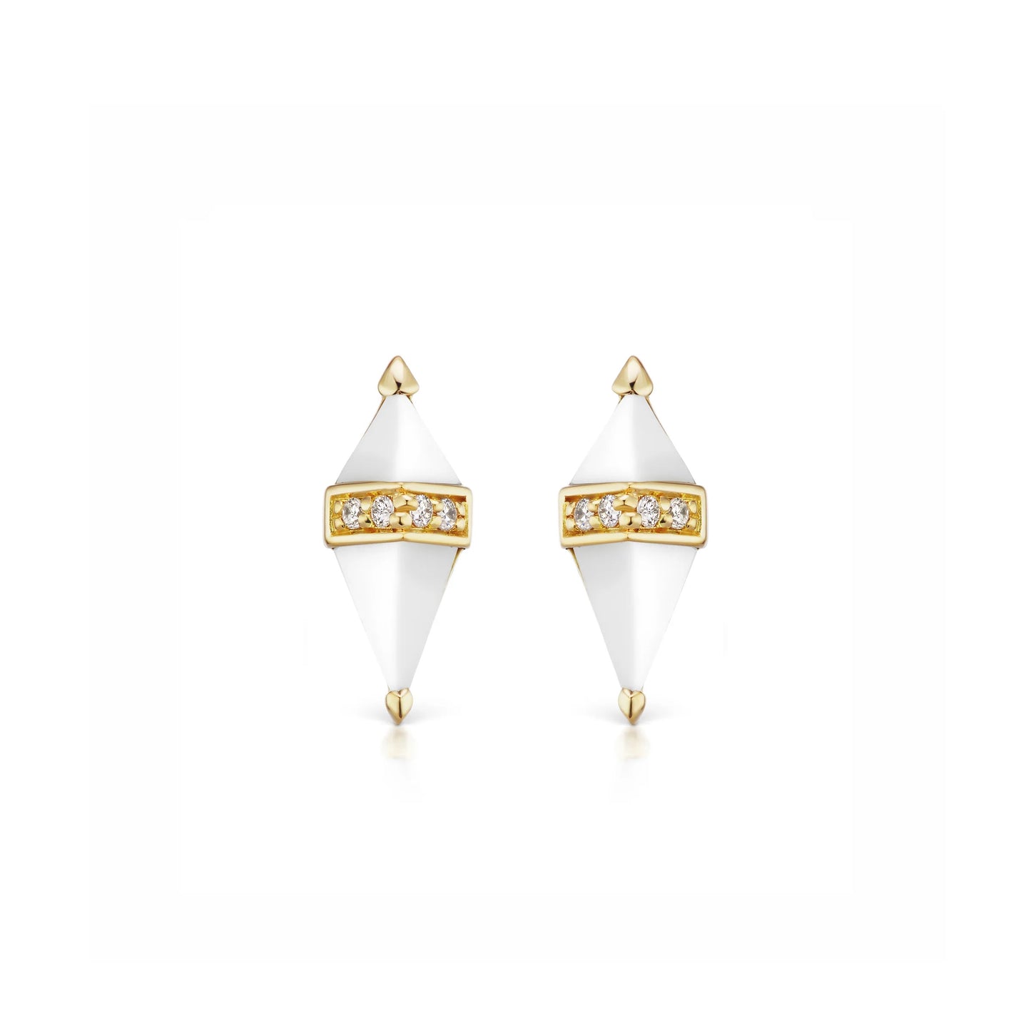 Pietra White Onyx and Diamond Stud Earrings