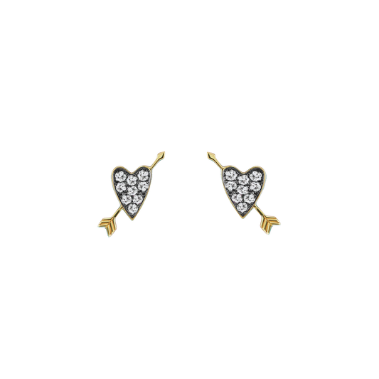 Heart and Arrow Diamond Stud Earrings