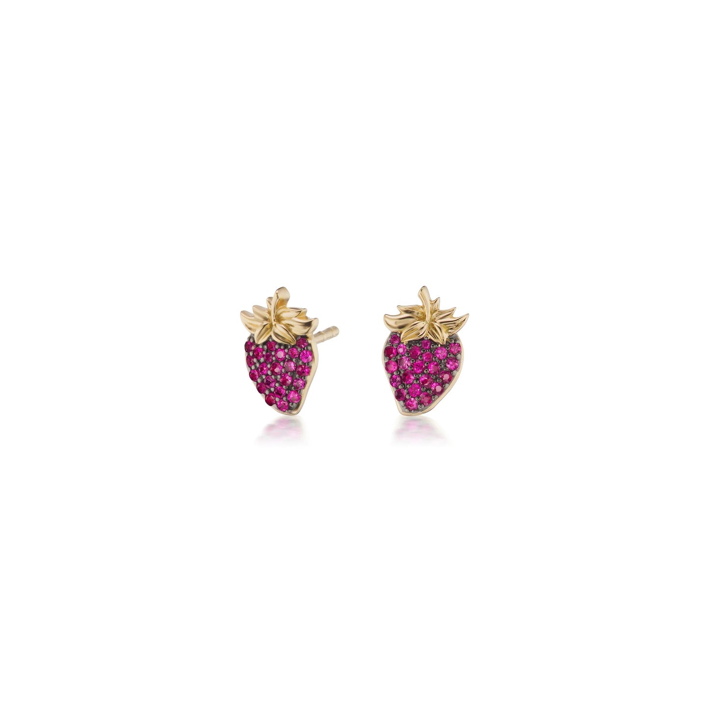 Strawberry Stud Earrings with Rubies