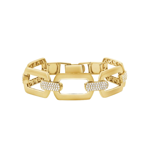 Alternating Gold and Diamond Open Link Bracelet