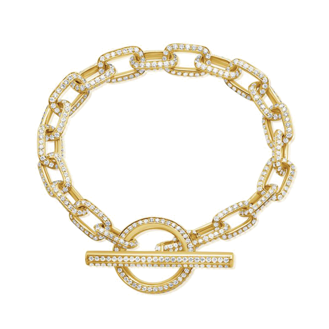 Pave Diamond Link Bracelet with Toggle Clasp