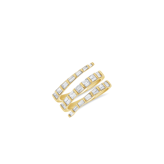 Bar Set Baguette Diamond Wrap Ring in 14k Yellow Gold