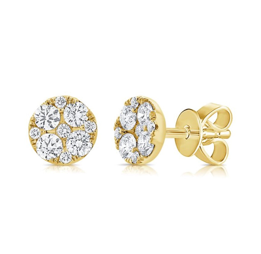 Diamond Cluster Stud Earrings