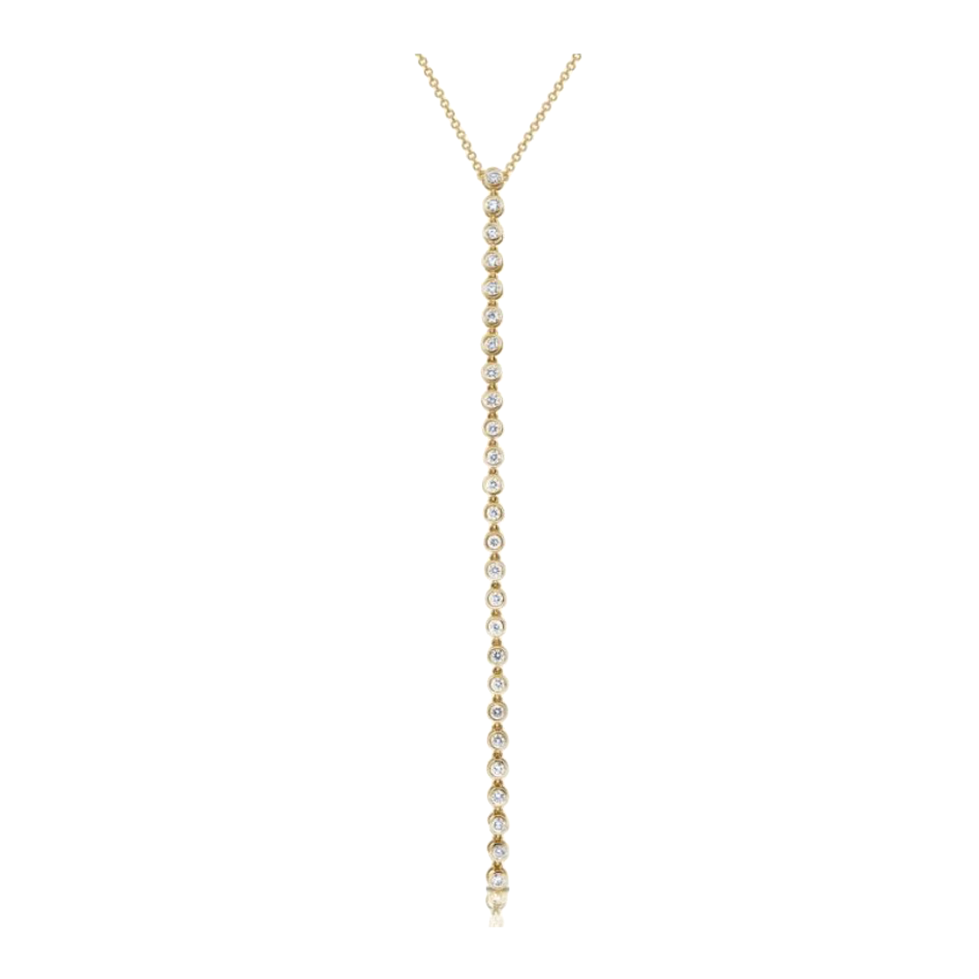 Diamond Drop Lariat Necklace in Yellow Gold