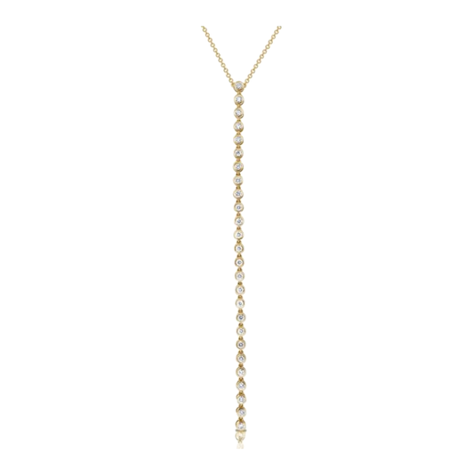 Diamond Drop Lariat Necklace in Yellow Gold